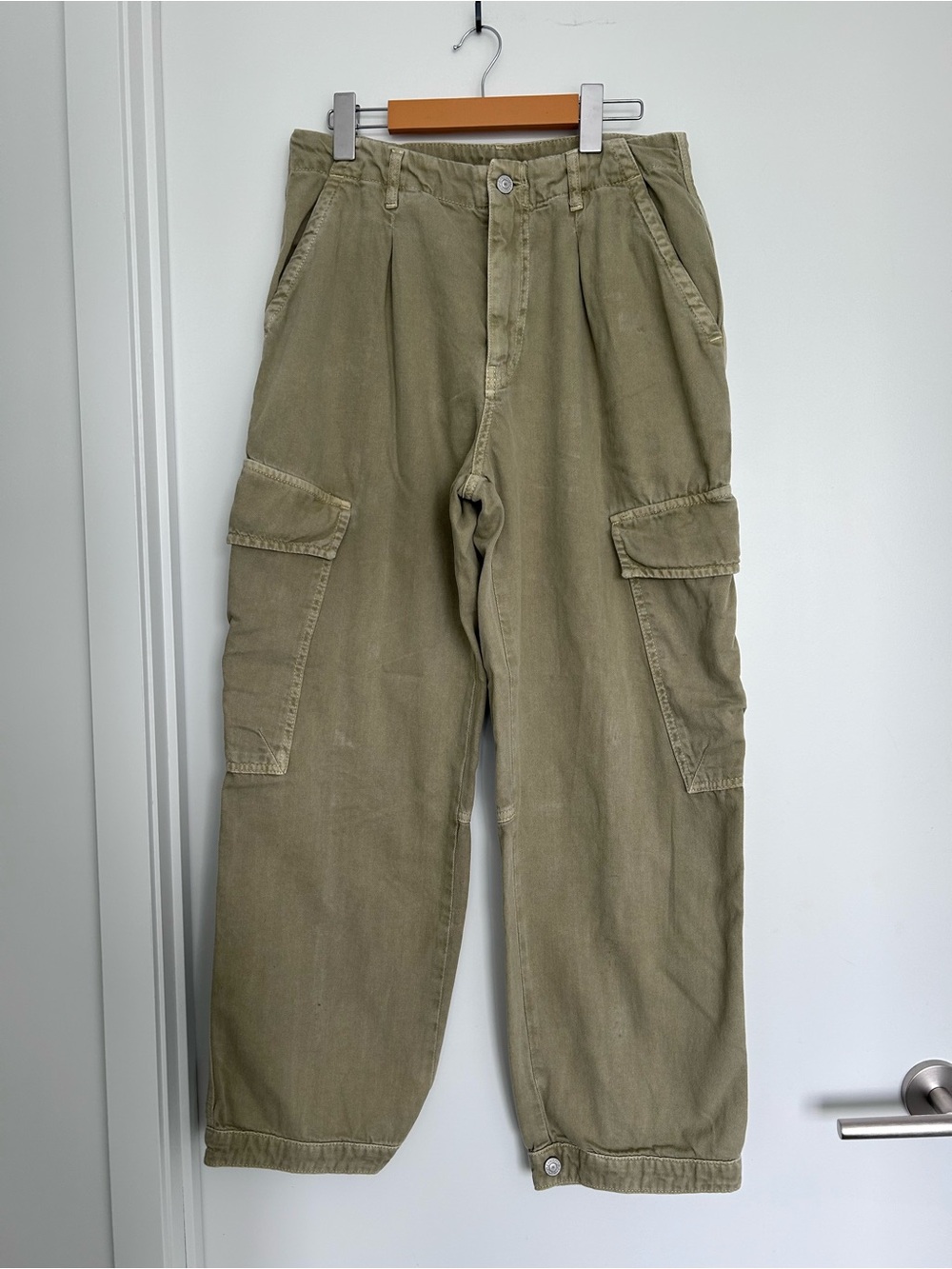 Free People Olive Green Wide-Leg Cargo Pants